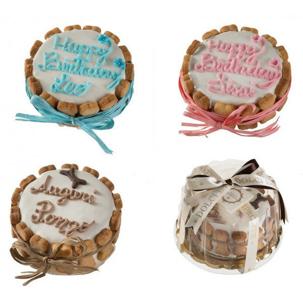 DOLCI IMPRONTE® - TORTA BEIGE COMPLEANNO PER CANI PERSONALIZZABILE 300 GR