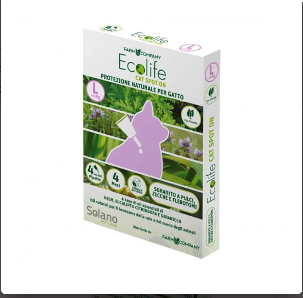 FARMCOMPANY ECOLIFE REPELLENTE NATURALE SPOT ON PER GATTI