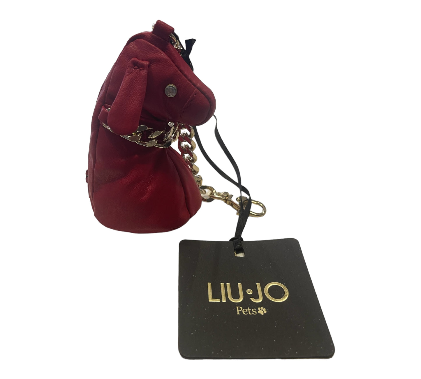 Liu Jo Pets 🐾- porta treat ecopelle rosso con cristalli e catenina dorata