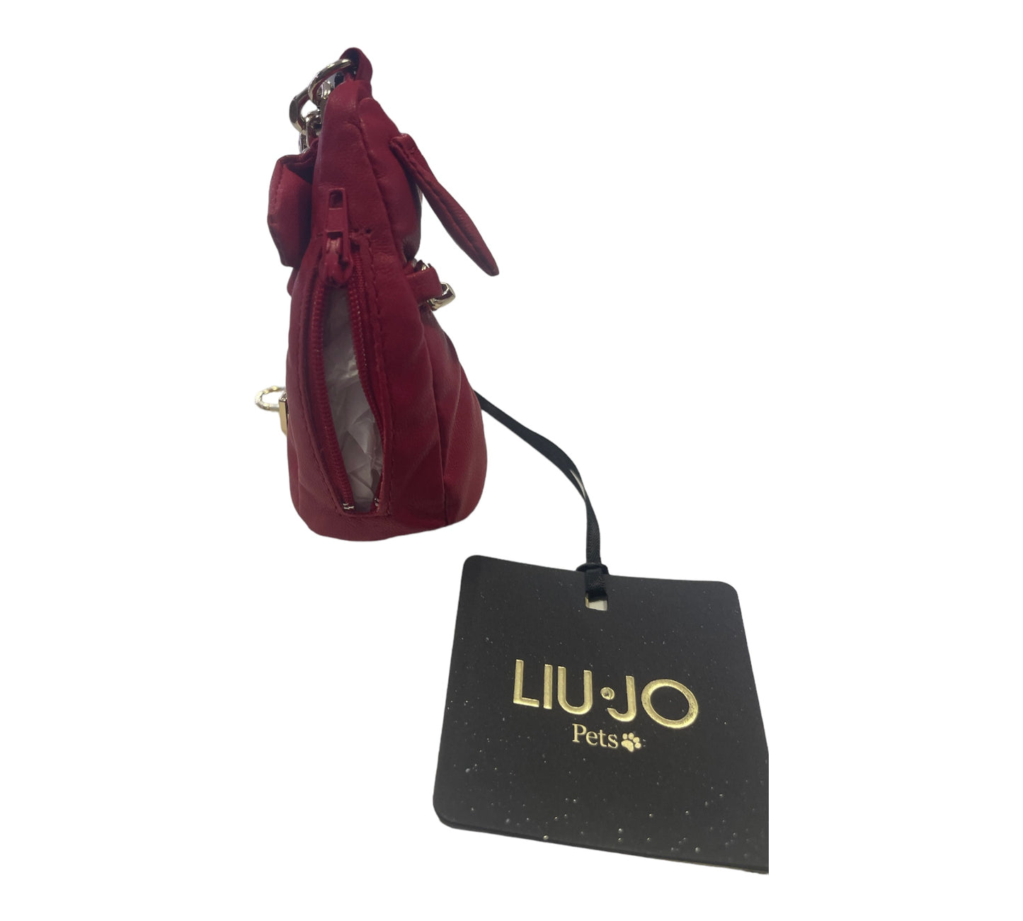 Liu Jo Pets 🐾- porta treat ecopelle rosso con cristalli e catenina dorata